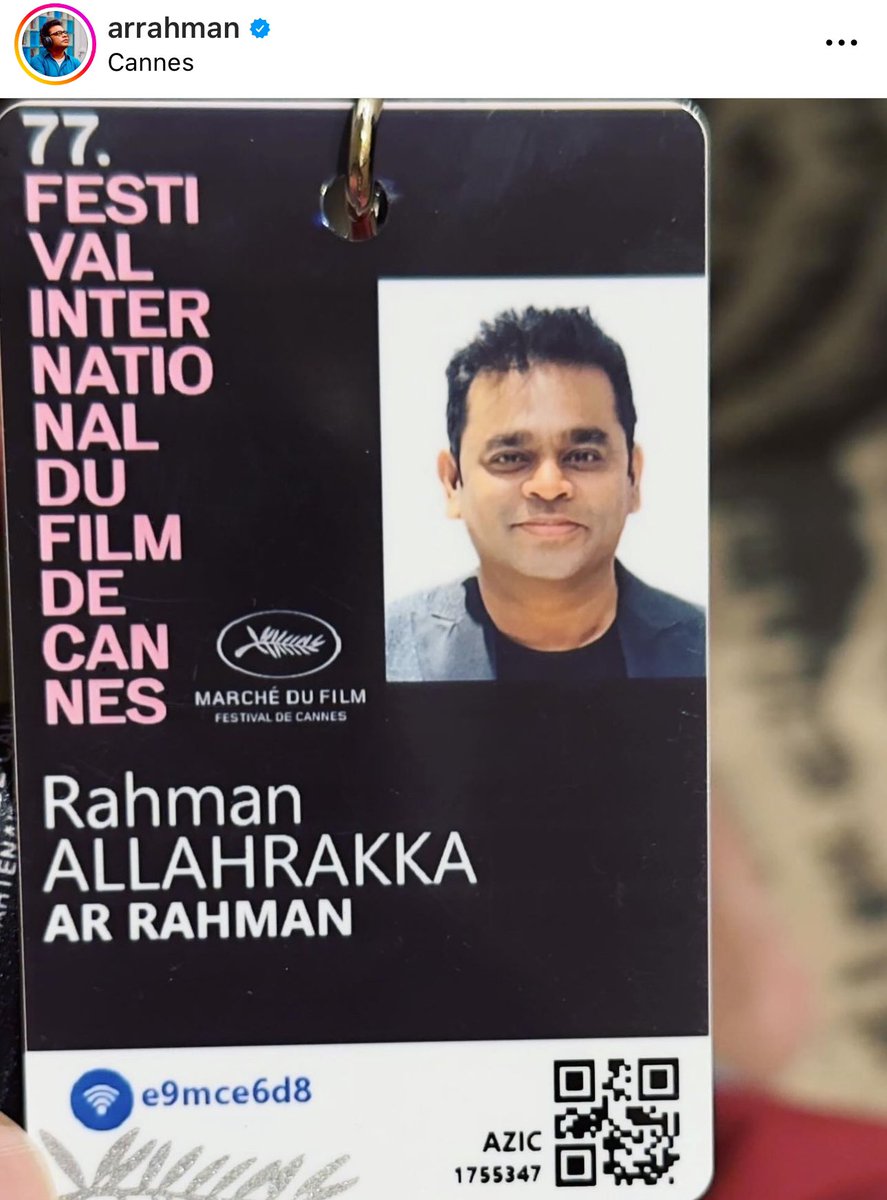 Academy Award winning composer #ARRahman shares his #Cannes2024 entry pass