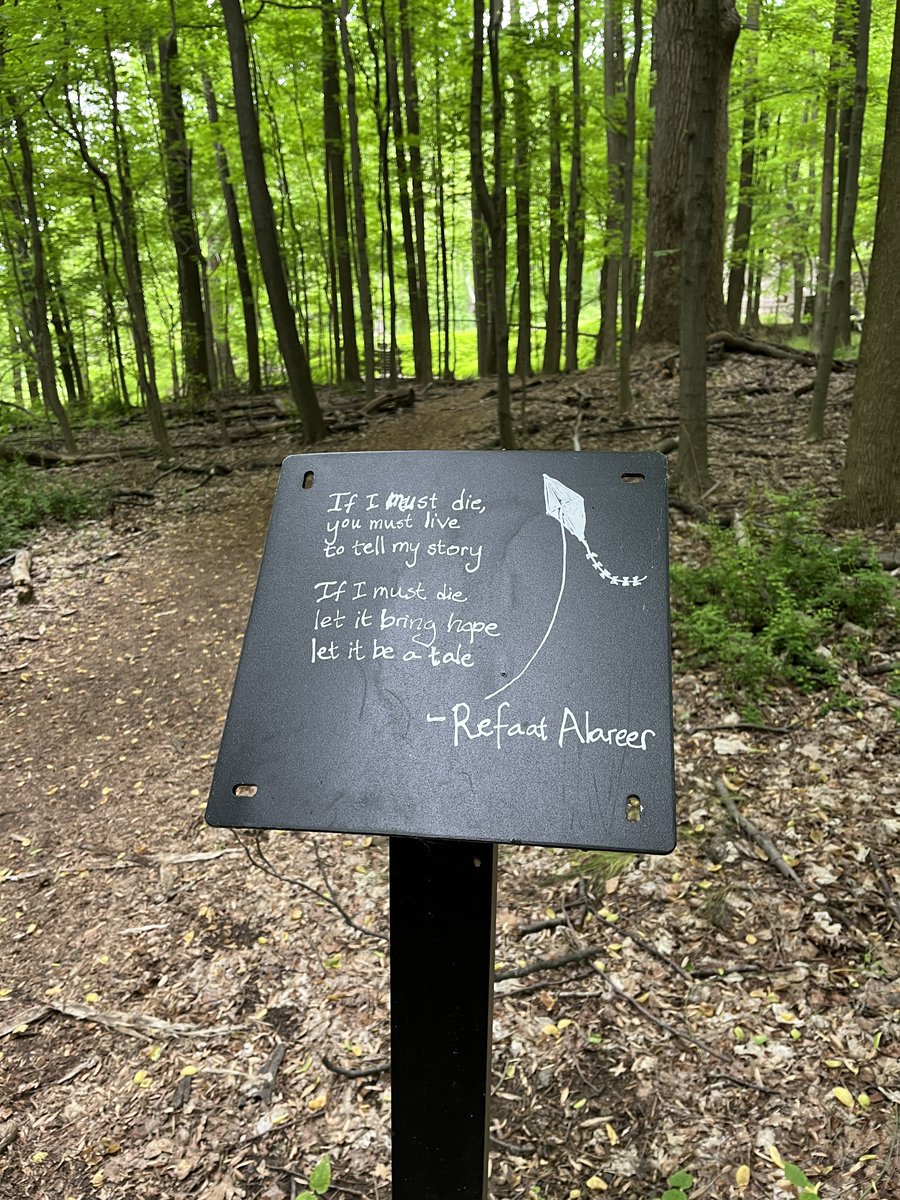 We came across a beautiful tribute to Refaat Alareer in the middle of the forest