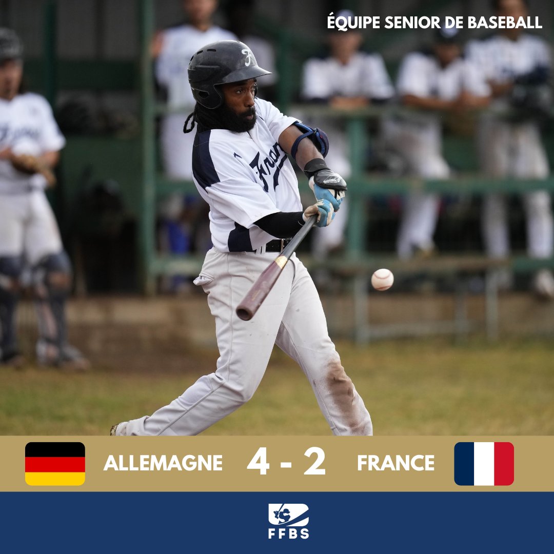 Résultat du 1er match de la série Allemagne 🇩🇪 - France 🇫🇷 : 4 - 2 ! ➡️ Suivez nos Bleus en live demain à 12h00 sur la chaîne YouTube des Saarlouis Hornets : youtube.com/@saarlouishorn… ⚾️ 📸 Crédit photo : Glenn Gervot #France #baseball #Allemagne #score