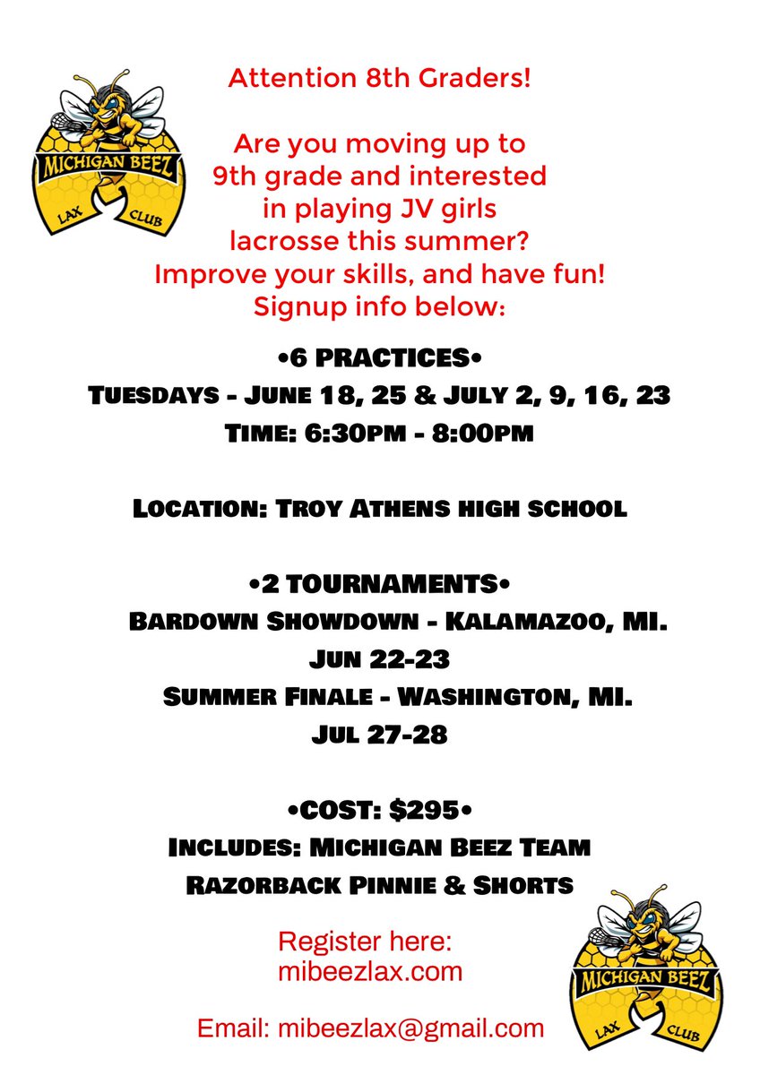 TroyTerps's tweet photo. Attention 8th graders moving into 9th! 🥍🥍🥍 https://t.co/P3avOUYP7K