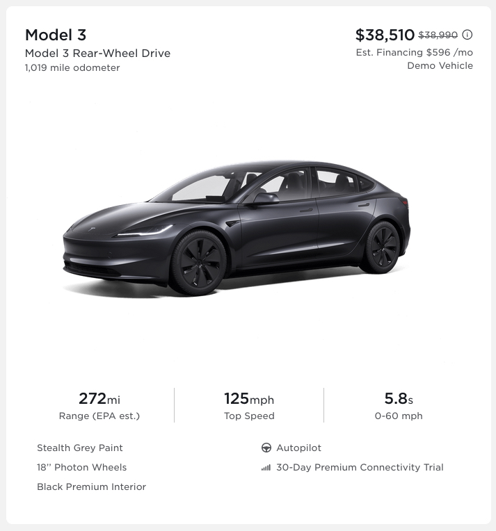 Tesla selling Model 3 demo vehicles in inventory at a slight discount teslarati.com/tesla-model-3-… #cleanenergy #evowner