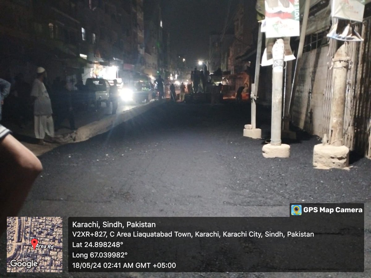 Road rehabilitation work is being carried out by KMC in the area of Liaqatabad #KarachiWorks