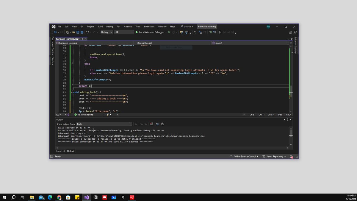 amcode7_'s tweet image. Day 80 of #100daysofcode
- C++ new project for this semester 💔.
- IQ tests questions for programmer ✅.
#100daysofcodechallenge