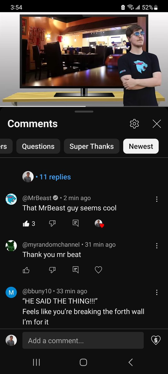 beatmastermatt's tweet photo. There's the day I was born. There's the day I got married.
There are the days my daughters were born. 
And then there's today, the day Mr. Beast commented on a Mr. Beat video. https://t.co/F3ocP4MzjK
