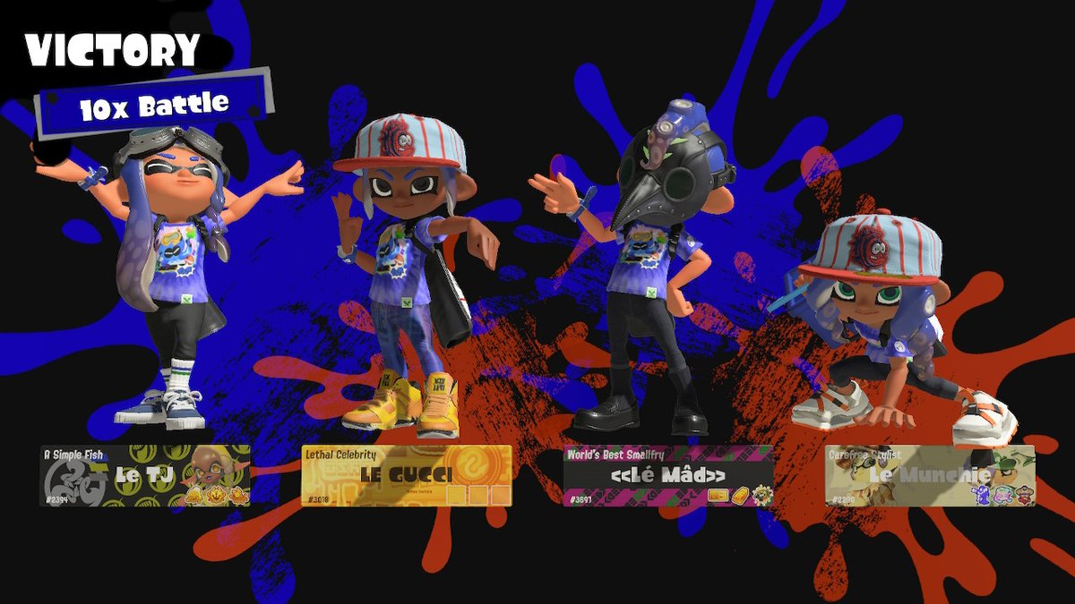 LeTJxxx's tweet photo. Le Bucketlist united.
@LE_MAMA_GUCCI_ @Le_Munchie @Madhatter_Gamer @LeClanFam #Splatfest #TeamFrye #TeamBucketList #Splatoon3 #Splatoon #LeFam #Games #Fun #Friends #Discord #Nintendo #NintendoSwitch #nintendoswitchonline https://t.co/dIkB2tGaXk