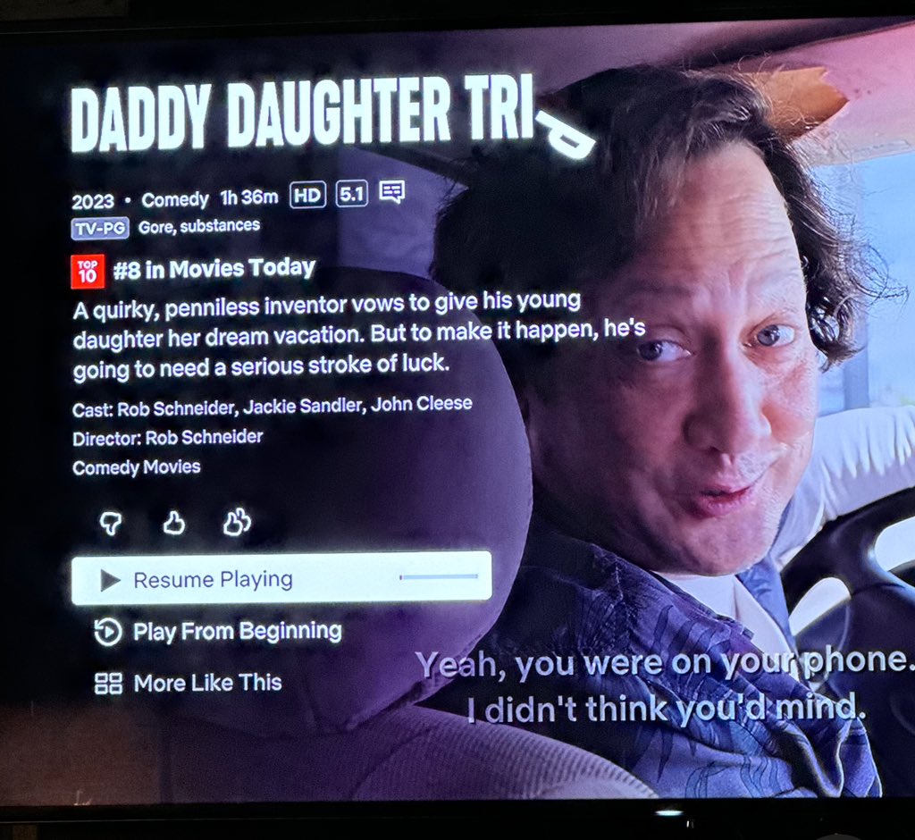 RobSchneider's tweet image. ¡Buenas tardes mis buenos amigos en México! ¡¡Mi nueva película Daddy Daughter Trip AHORA SE PONE EN NETFLIX EN MÉXICO!! Abrazos