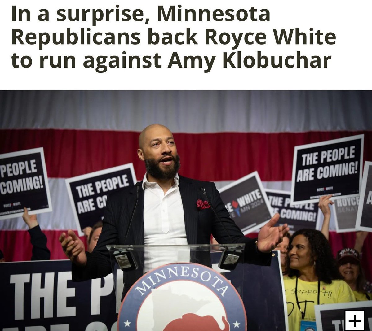 BREAKING: The Minnesota Republican Party and its delegates have chosen Former NBA player Royce White to be their US Senate Nominee against Amy Klobuchar