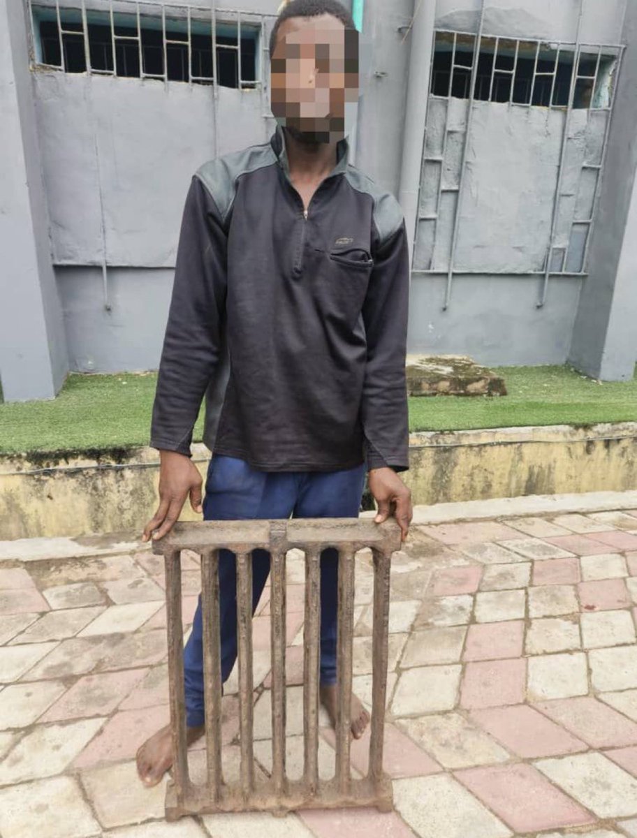 Femi Ipadaola ‘M’ aged 20 .. Manhole Cover theft caught by officers of Ikeja Division.