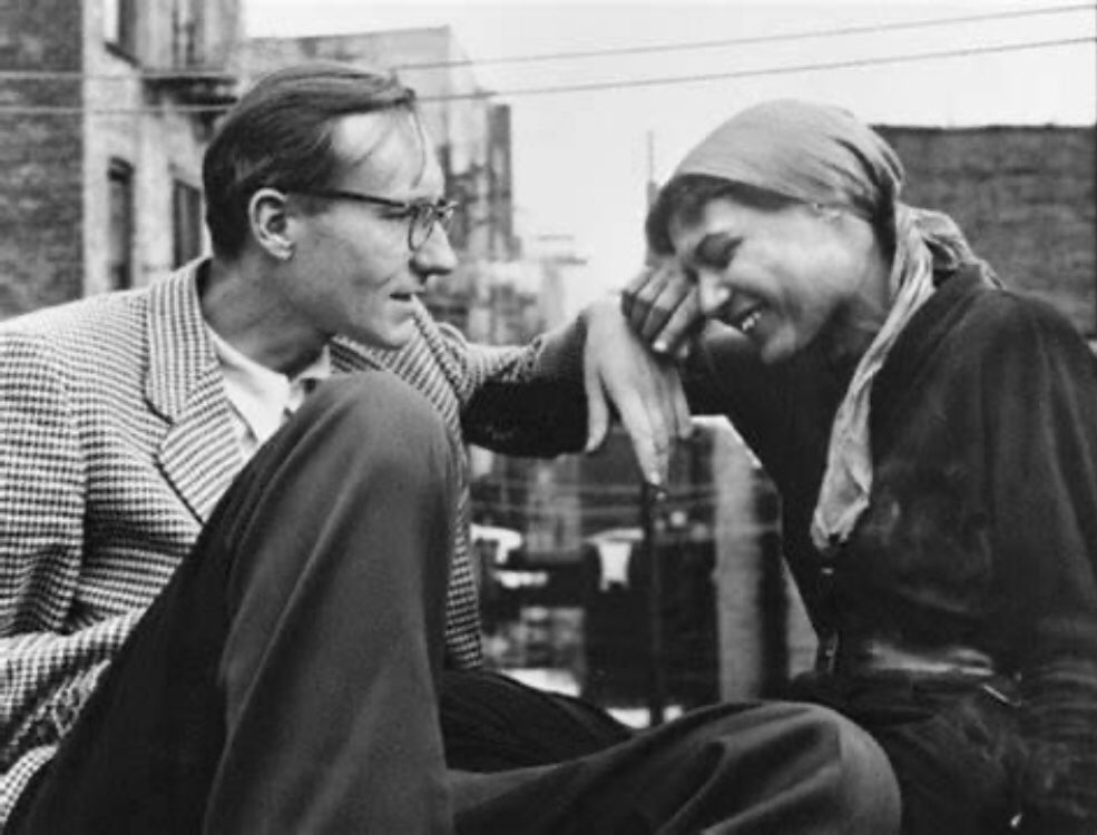 Saturday morning dating. William S. Burroughs & Alene Lee talking on the roof of Allen Ginsberg's apartment building in New York, 1953. Pic by Allen Ginsberg.