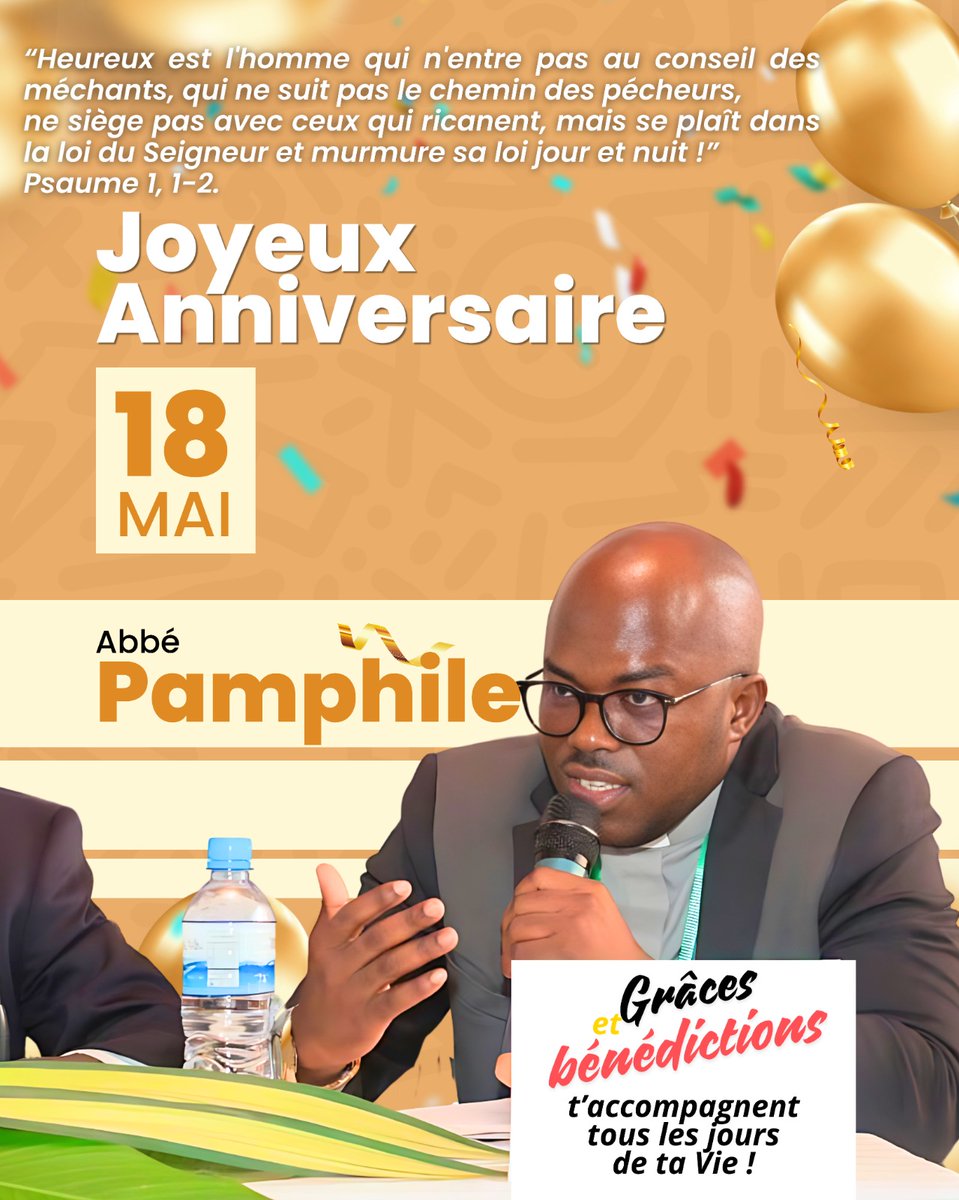 Cher Frère, Je souhaite que Dieu te donne assez de forcer pour toujours être une personne aimable. Que sa bénédiction et sa grâce inondent ton ministère de prêtre. Q'il te donne la paix et la joie. Merci beaucoup. #PNM #LeMaîtreEnABesoin #Hbd #MerciSeigneur #MerciPamphile