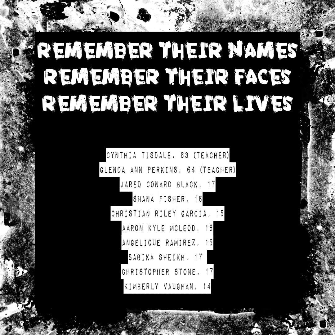 Today we remember the lives lost in Santa Fe Tx on May 18'th 2018.

Say their names.
Feel their parents pain.
Fight along side those who have had to live this nightmare for the past 6 years.

#Remembertheirnames
#Remembertheirfaces
#Remembertheirlives