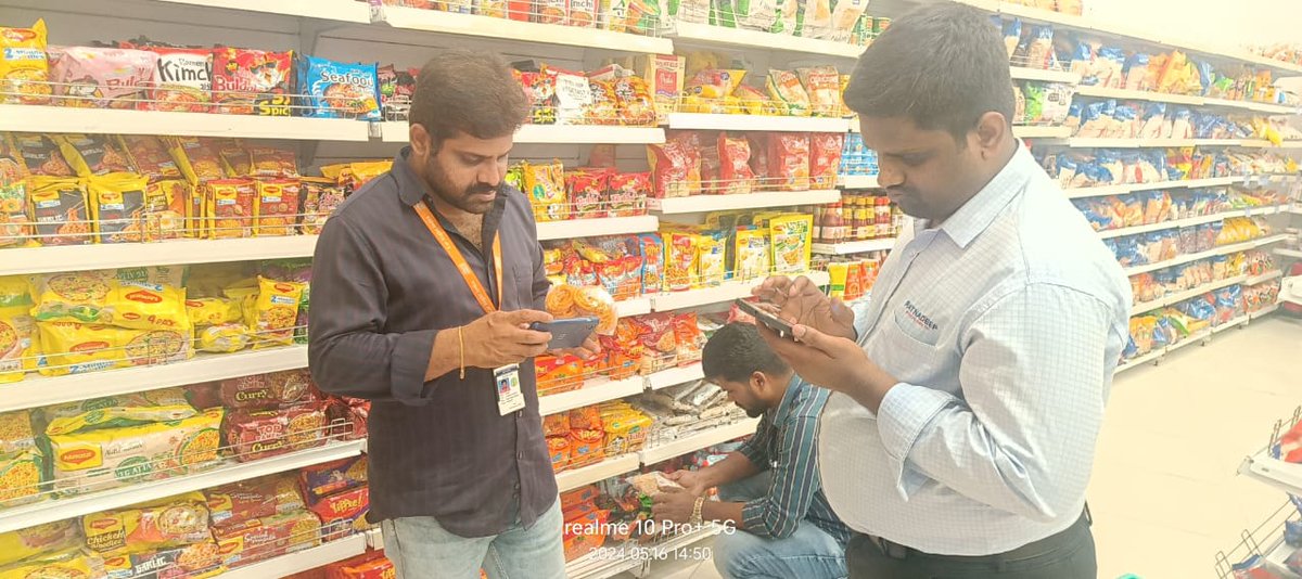 Task force team has conducted inspections in Ameerpet Metro Station outlets on 16.05.2024.

Ratnadeep Retail Store

* 15 No's of Cadbury Bournville Dark Chocolate were found leaking from sealed packs and hence seized and samples lifted for analysis.

(1/3)