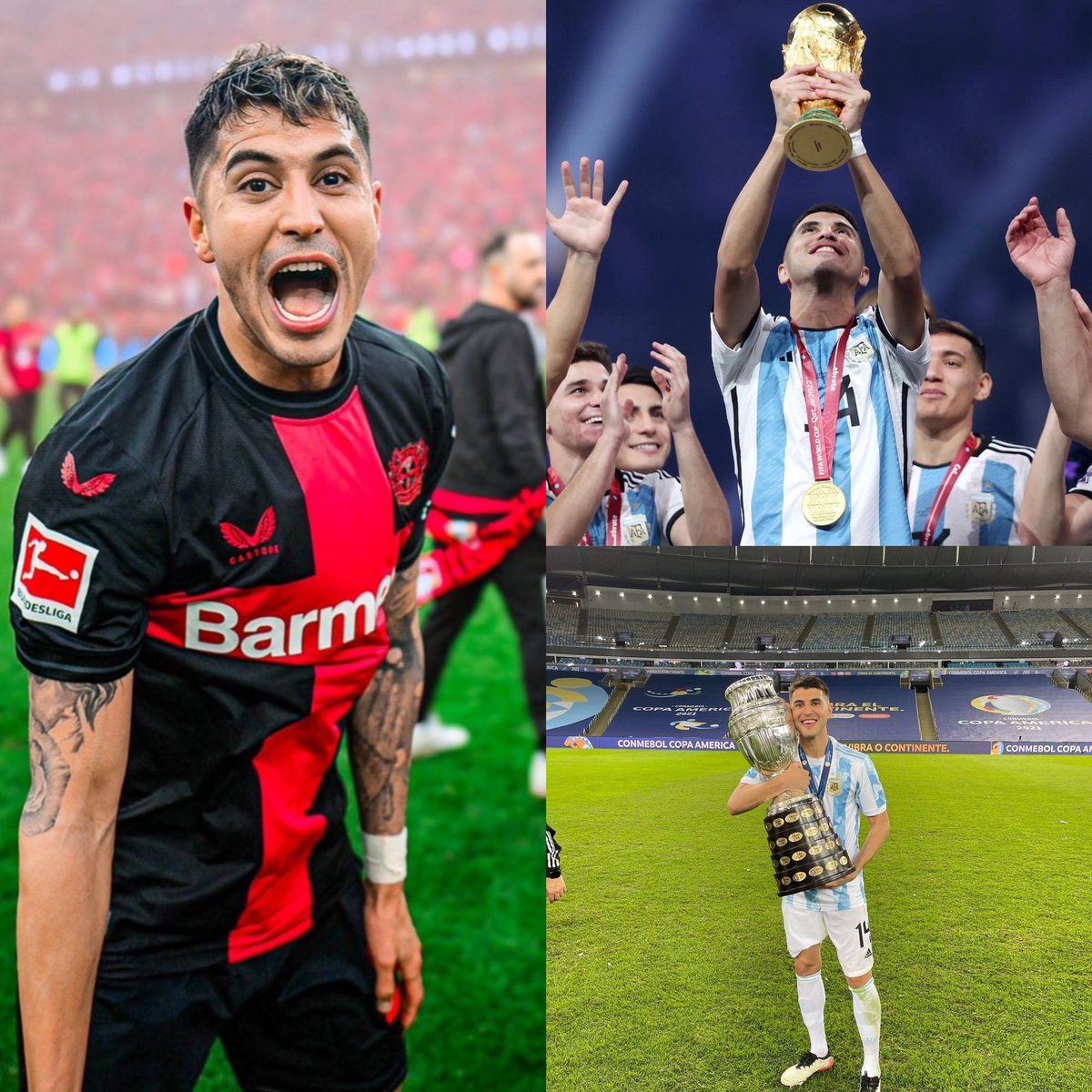 Exequiel PALACIOS is the FIRST player in HISTORY to be:

• The current World Champion 🏆 

• The current Continental Champion (Copa America/Euro's) 🏆 

• The current undefeated Champion of a top 5 European league 🏆