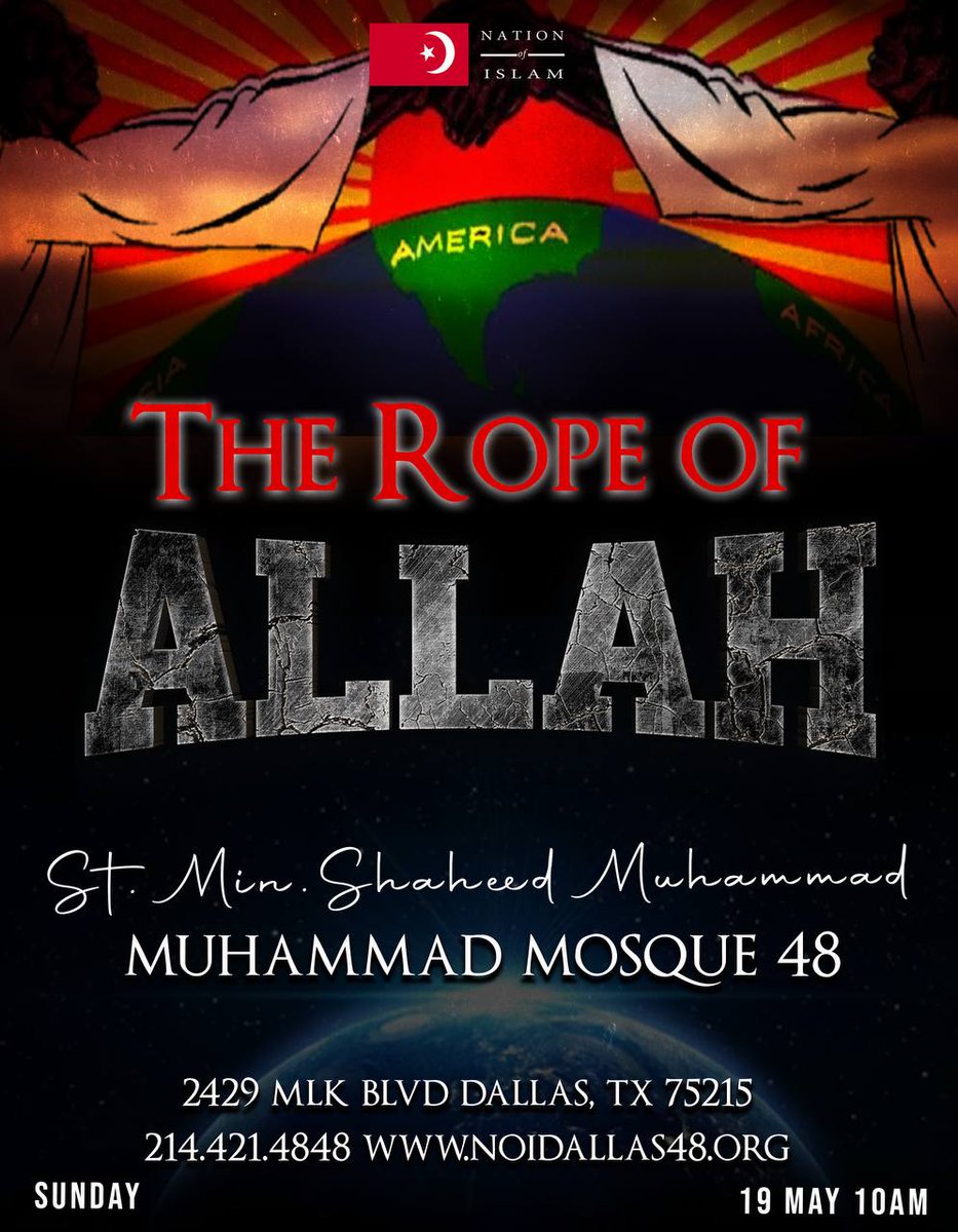 #CommunityDevelopment 'The Rope of Allah' Delivered by Student Minister Shaheed Muhammad - noidallas48.org Welcome To The Nation of Islam Muhammad Mosque No. 48 - Be our Guest! Call For A Ride 214.421.4848 #TheFinalCall #FinalCall #NOIDallas
