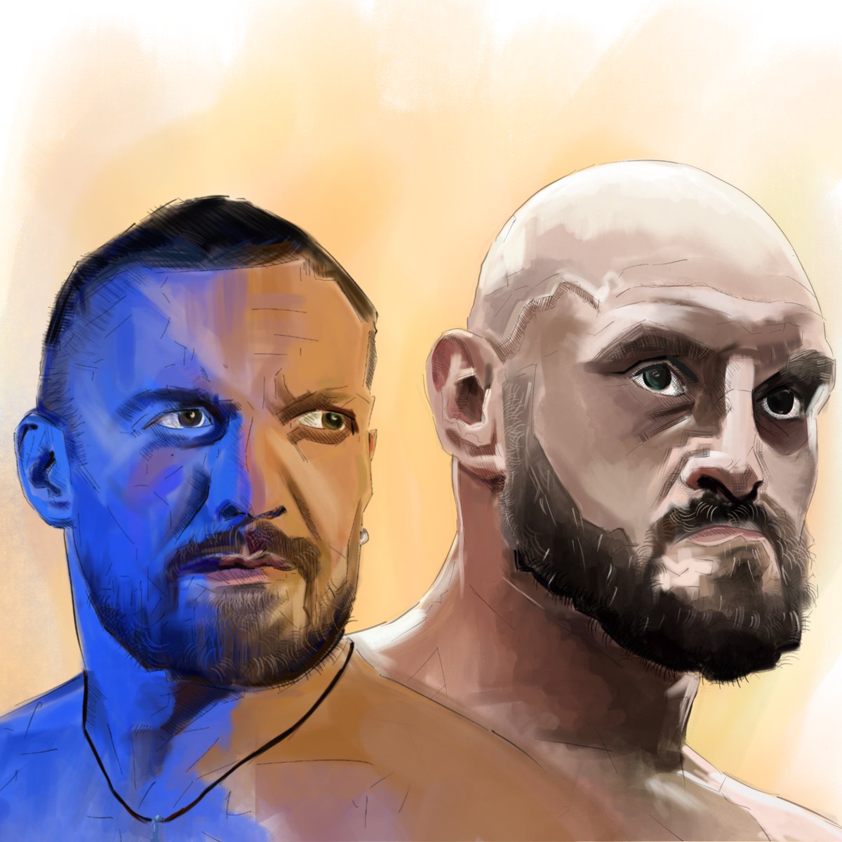 Webuild_MFM's tweet photo. The Gypsy King vs The Cat. Fight night for the Undisputed is finally here. Can't wait for this one. 🥊

#Fury #Usyk #FuryUsyk #doodle #procreate #digitalart #boxing #ringoffire https://t.co/iWo22P3CO3
