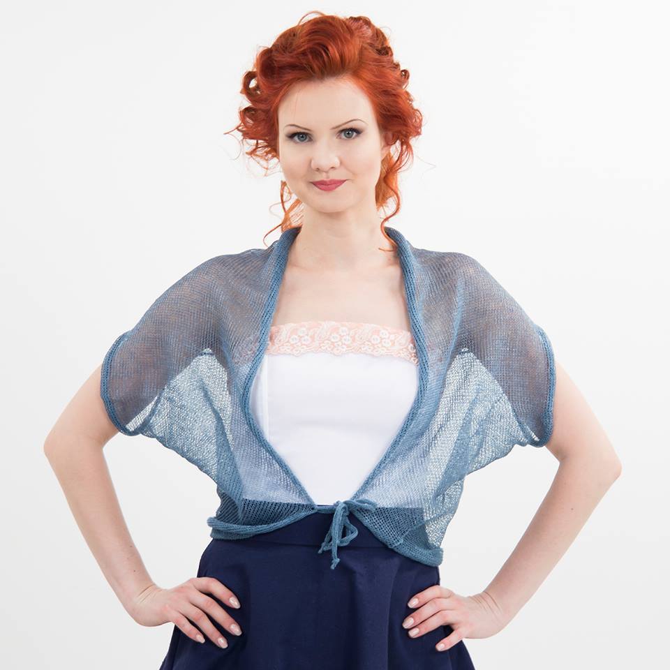 #Linen #jacket #knit #summer #top #handmade #coverup #boho #cardigan #women #vest Blue Gray Bolero etsy.me/3vM7AUI