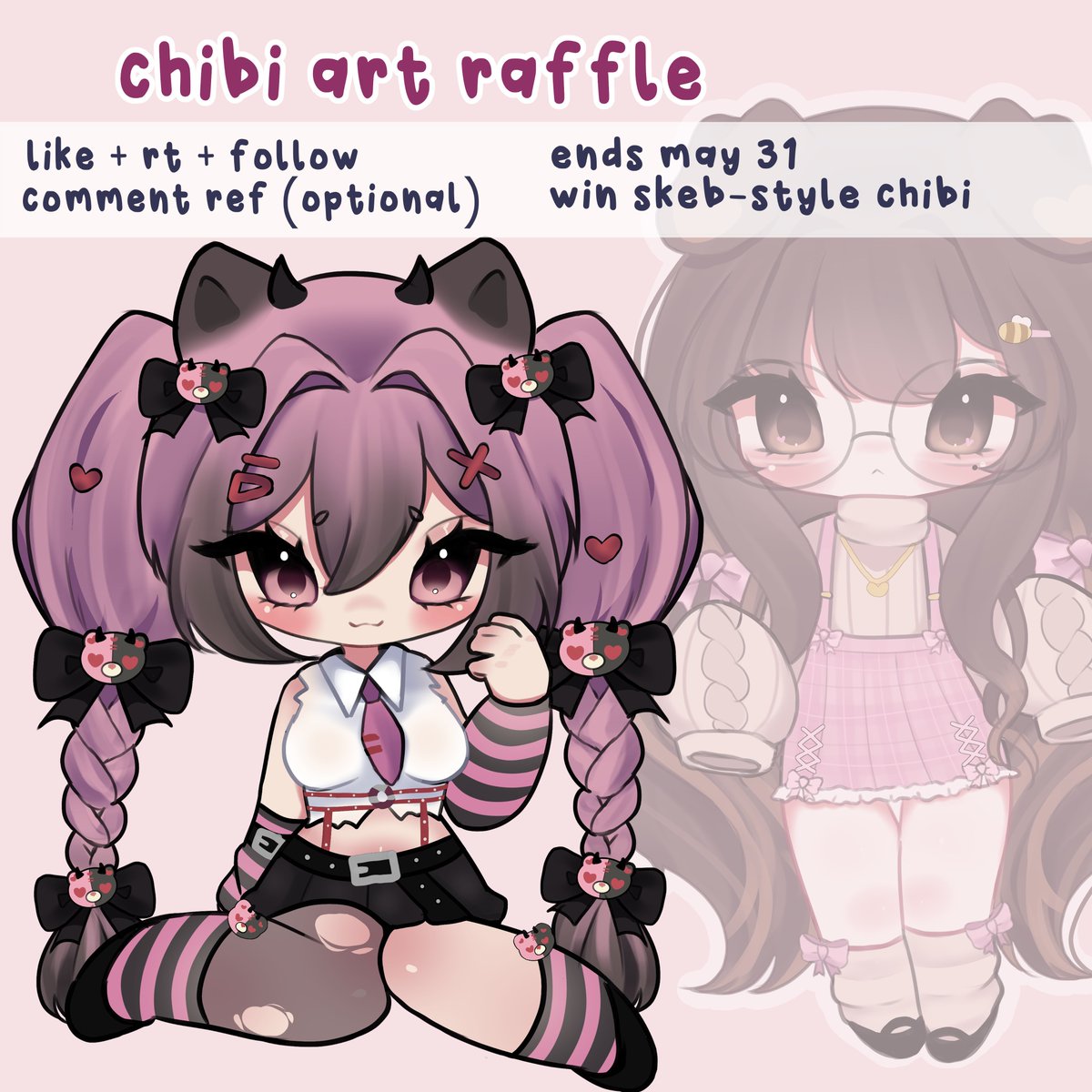 🩵 art giveaway 🩵
ty for 2k! :3 heres a skeb-like chibi raffle 🐾

ʚ like, rt + follow to enter! 
ʚ comment ref (opt.)

୨୧ ends may 31 🩷