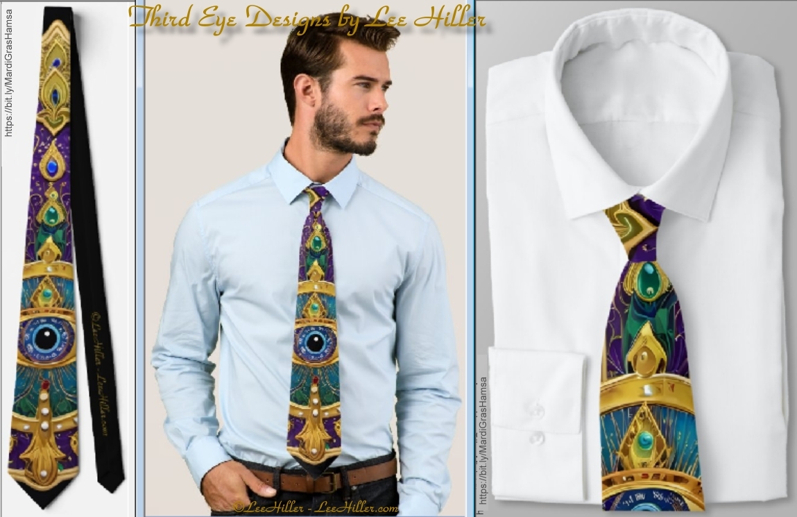 💚💎💜✨🪬✨💜💎💚 A #Hamsa can symbolize protection, blessings, & the ability to ward off evil. It is believed to bring good fortune, happiness, & prosperity to those who wear or display it. #gifts #tie #necktie #apparel #Spiritual #meditation bit.ly/MardiGrasHamsa…