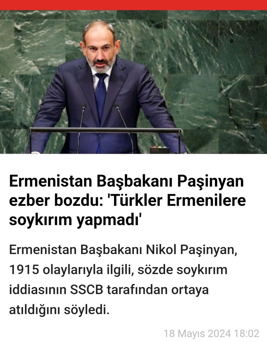 15 Temmuz falan derken buyrun. Ermenistan Başbakanı Paşinyanezber bozdu: 'Türkler Ermenilere soykırım yapmadı' Ermenistan Başbakanı Nikol Paşinyan, 1915 olaylarıyla ilgili, sözde soykırımiddiasının SSCB tarafından ortayaatıldığını söyledi.