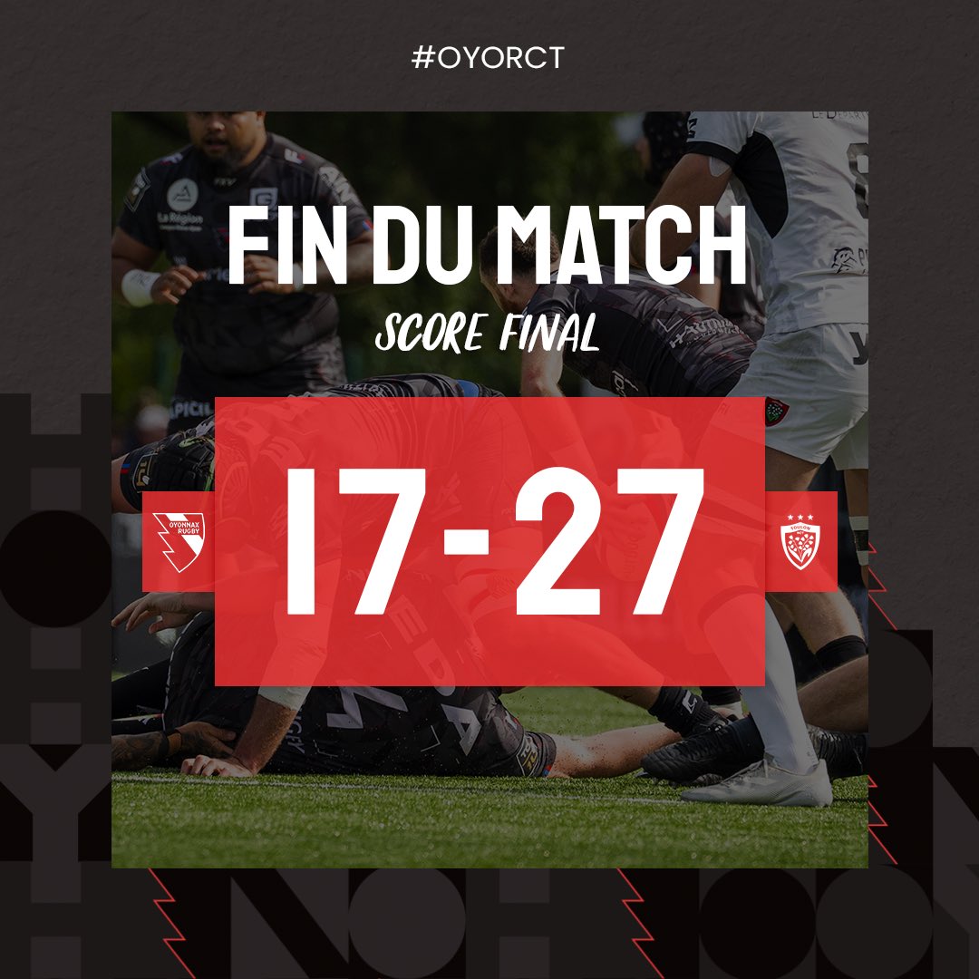 OyonnaxRugby's tweet photo. 🏁 𝗙𝗜𝗡 𝗗𝗨 𝗠𝗔𝗧𝗖𝗛 I  #TOP14 #OYORCT #TOUSOYOMEN https://t.co/xH0dNDl9UO