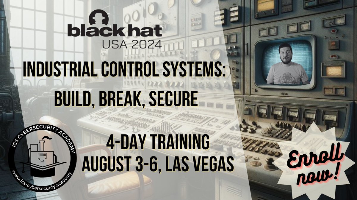 I'm teaching a 4-day technical Industrial Control Systems training at <a href="/BlackHatEvents/">Black Hat</a> in Las Vegas this summer.
👉 Learn all you need to start build, breaking and securing ICS

Register before 📅May 24th to get the early bird price: 💰300$ off!💰
blackhat.com/us-24/training…