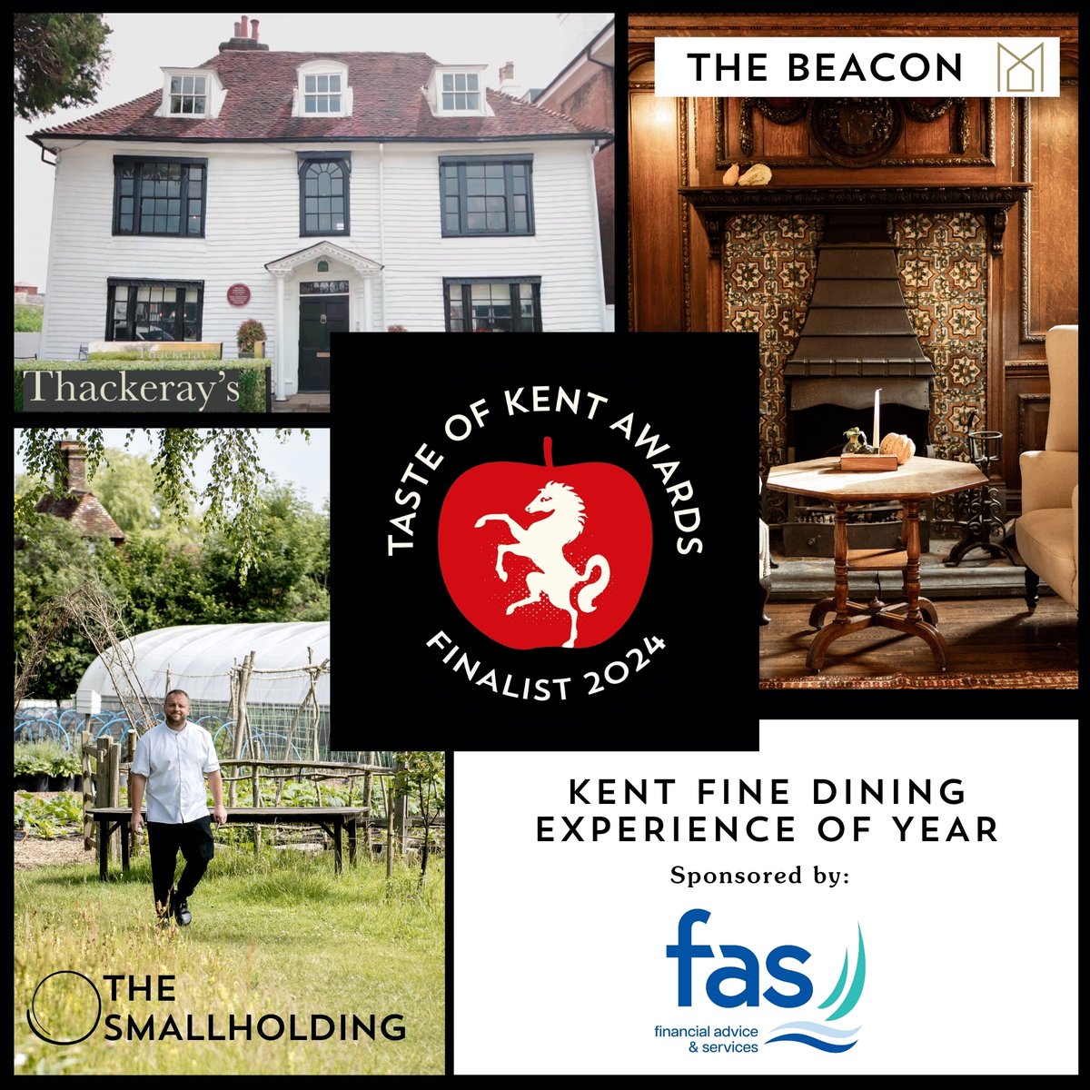 Kent Fine Dining Experience of the Year, Sponsored by: Financial Advice & Services The finalists are: The Beacon, TW The Smallholding, Kilndown @ThackeraysRest, TW Discover the finalists or come & see them at the Food & Drink festival: ow.ly/q2fF30sCtFc
