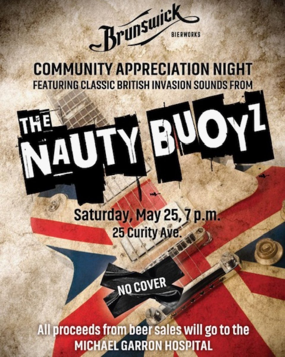 Rock out in support of our hospital. A community appreciation concert is being hosted by @brunswickbier on Saturday, May 25th. No cover! Proceeds from drink sales will be donated to Michael Garron Hospital.