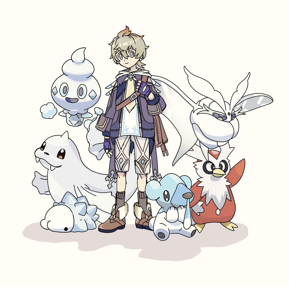 Mika’s pokemon team ❄️🤍🗺️🩵🎐 #genshinimpact #mikaschmidt