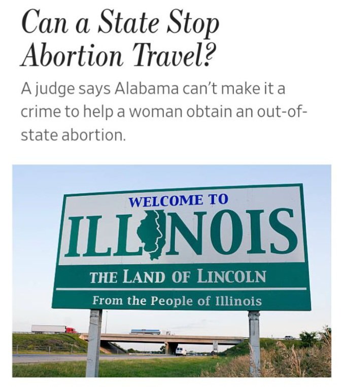 The fact that a judge needs to state that women cannot be prevented from traveling or be criminally charged for doing things that are legal in other states, is shameful. Recently a judge stated in no uncertain terms that the threats that the Alabama AG was making, in regards to