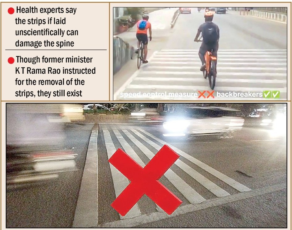 Daily reminder-Day 88 to GHMC Public health is more important than anything. Please review unscientific rumble strips. Speed calming cannot be health damaging #removerumblestripsinHyderabad @CommissionrGHMC @GHMCOnline @swachhhyd @HYDTP @HYDTrafficMan @HiHyderabad