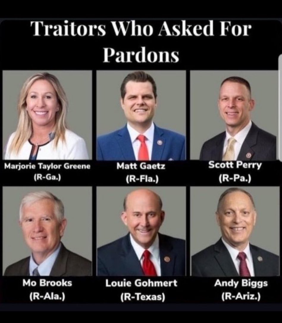 NEVER NEVER NEVER. FORGET. Retweet, repost, like and let us never forget that these traitors asked for a pardon for their role in overturning a fair election.