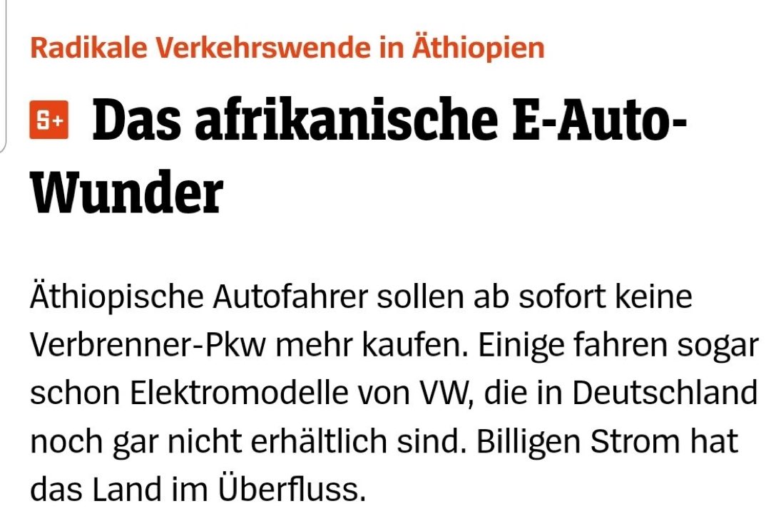 Wurde in Äthiopien nicht der energieproduzierende Fernseher erfunden? Vielleicht gibt es da einen Zusammenhang.