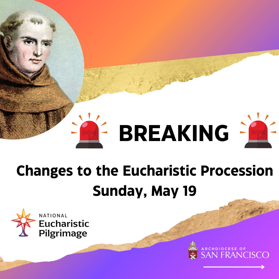 IMPORTANT UPDATE Due to unforseen circumstances there is a change to the schedule for the Eucharistic Procession Sunday, May 19. Updated times are in the thread below. Also, be sure to plan extra time to get to the Cathedral for Mass as there is another event in the city.