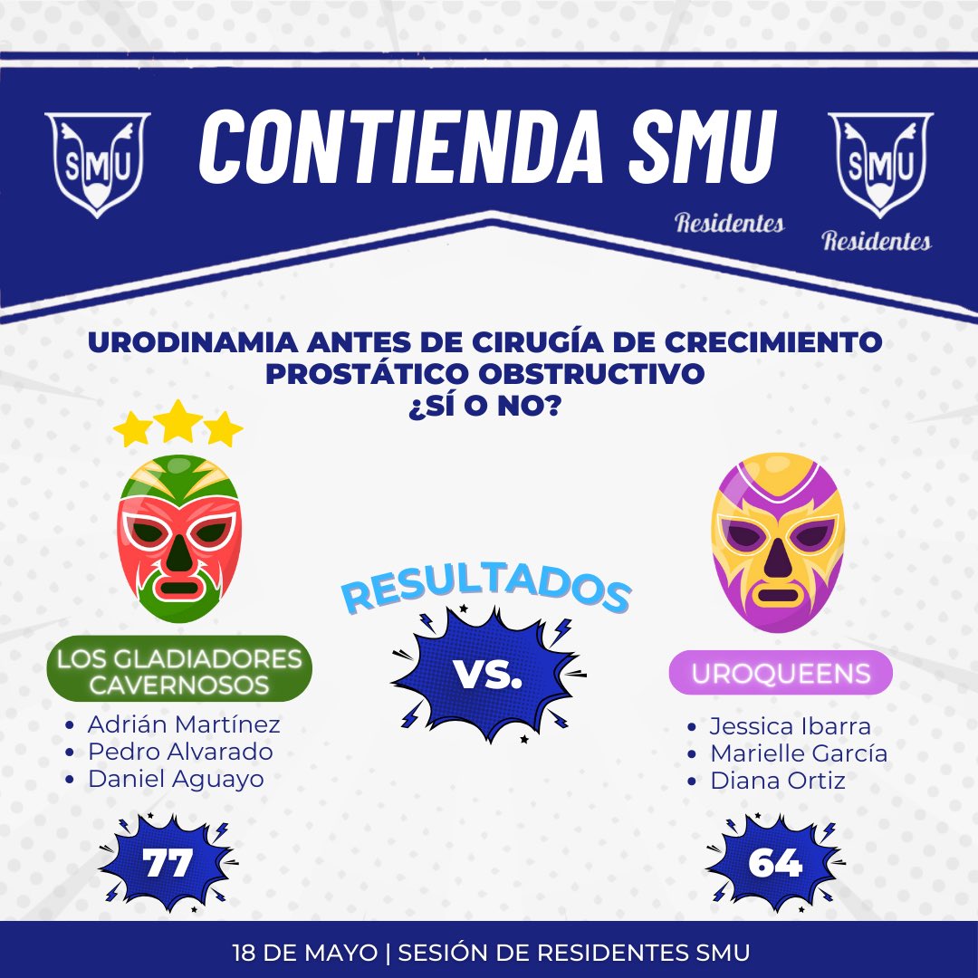 Tuvimos una exitosa jornada llena de adrenalina y descubrimientos en ‘La Contienda SMU’ de mayo. 🤼 🏆 ¡Felicidades a los equipos ganadores! Nuestro mayor reconocimiento a TODOS los participantes, coordinadores e increíble jurado. #UrologíaEnMovimiento #SMU24 #ResidentesSMU