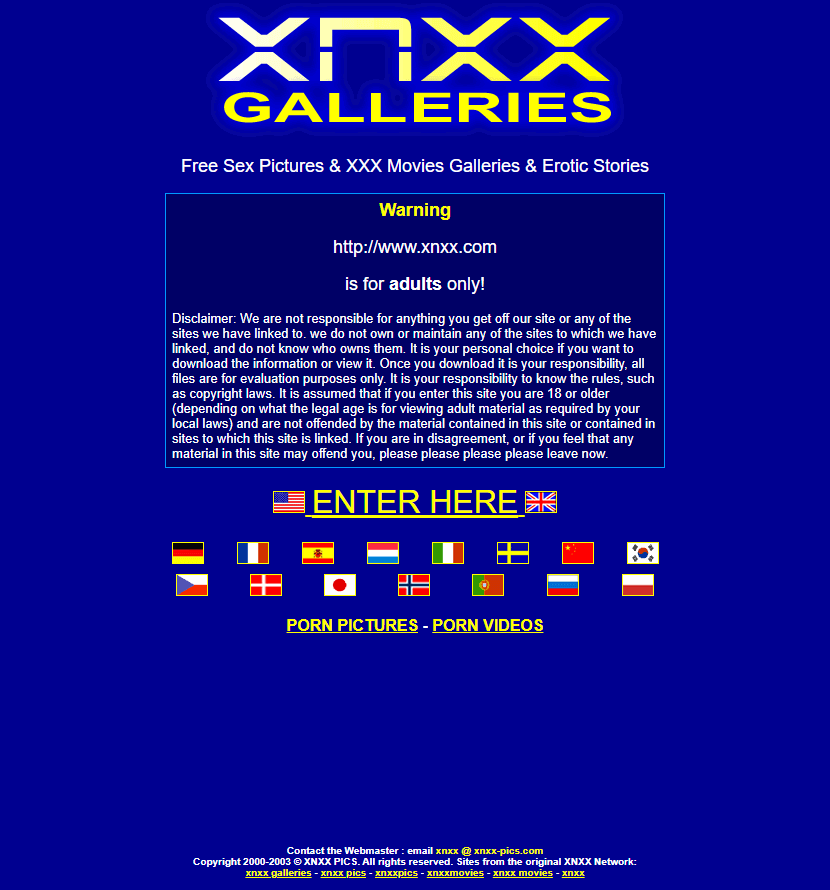 XNXX homepage in 2003 #WebDesignHistory