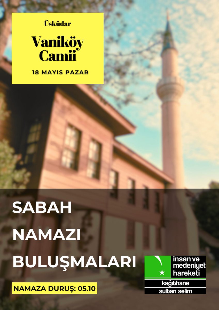 sameteryigit's tweet photo. Sabah namazında Vaniköy camiindeyiz. Bekleriz dostlar.
@imhkagithane 
@insanmedeniyet https://t.co/uvk3iQqe7I