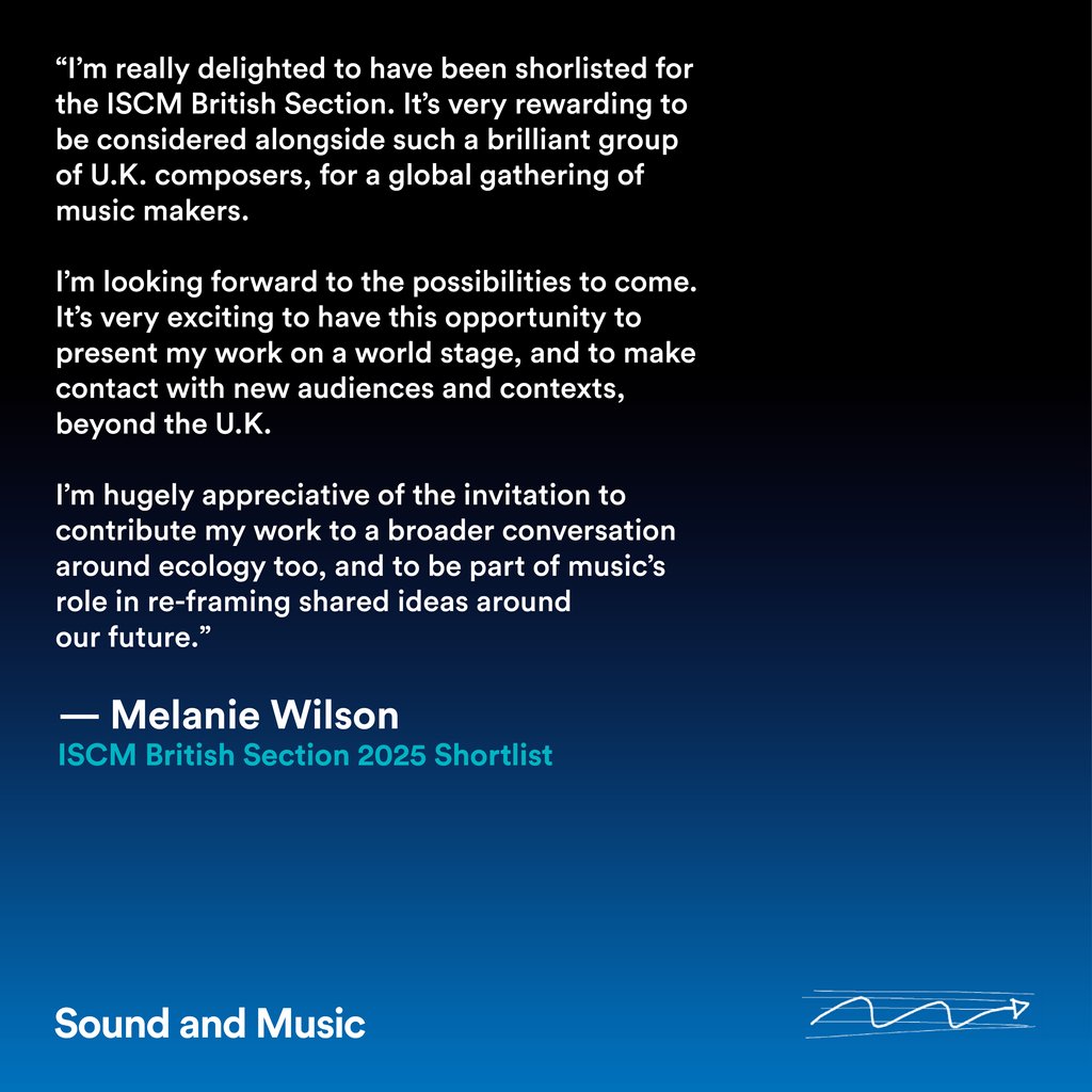 ⭐️ Congratulations to @melaniewilson14 on being selected for the #ISCM British Section Shortlist! 🎵 Her acclaimed work is founded on the dialogue between sound, experimental forms of composition, language, technology and live performance. 🔗 bit.ly/ISCM25BritishS…