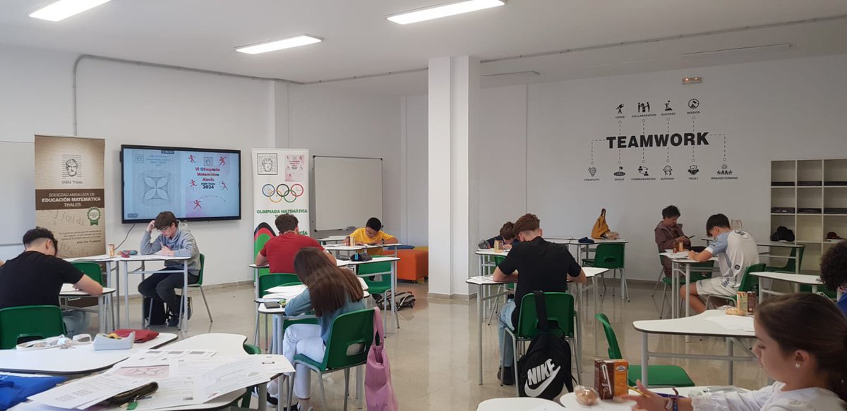 Nuestro centro ha sido hoy sede de la Fase Regional de la Olimpiada Matemática Thales, en la categoría Alevín y Juvenil. ¡Mucho talento reunido! #FEJG #cristoreyjaen #contigo