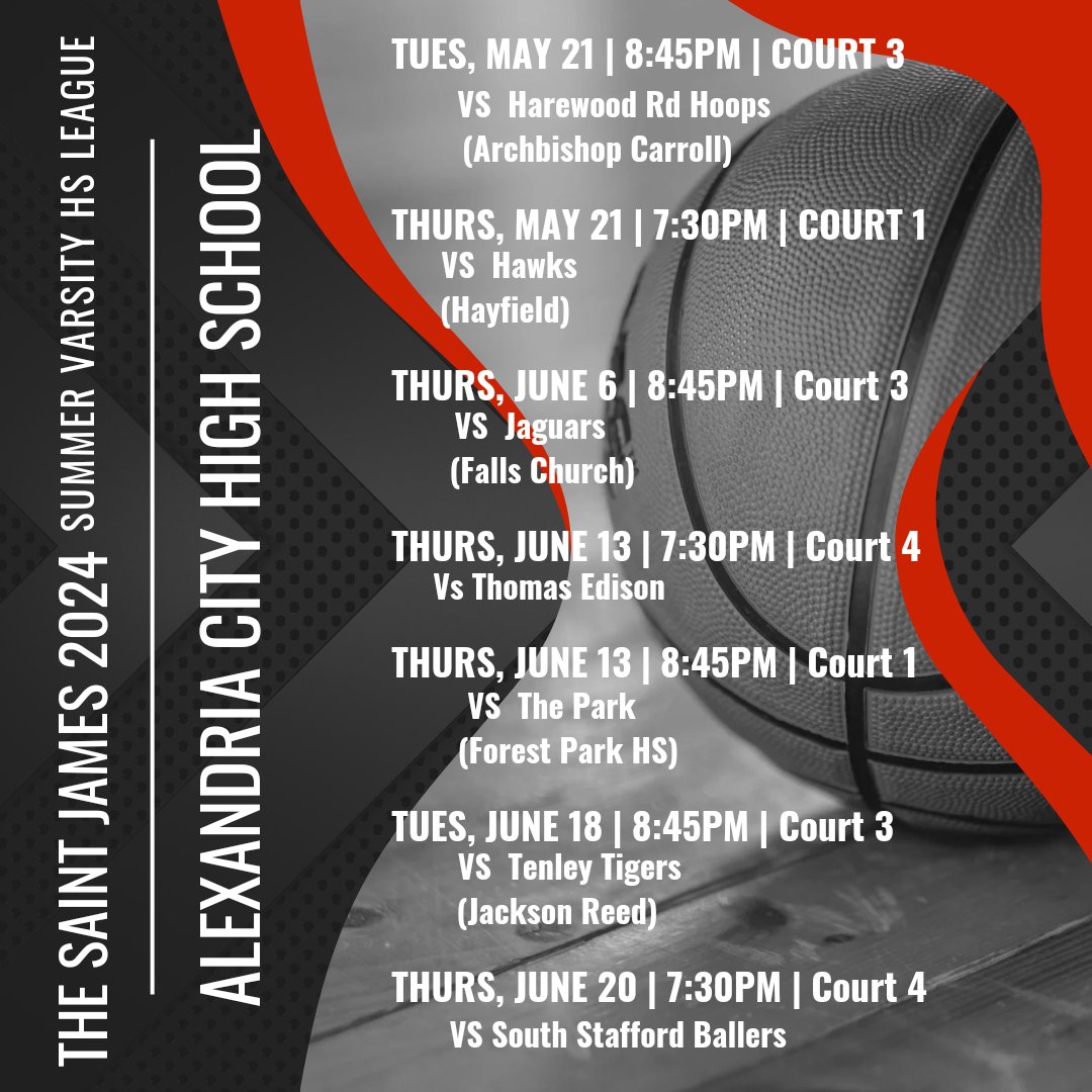 The Saint James 2024 Summer Varsity High School League.  Admission $10. Come out and cheer on ACHS Boys Basketball! 💪🏽🏀❤️💙 #TitanStrong