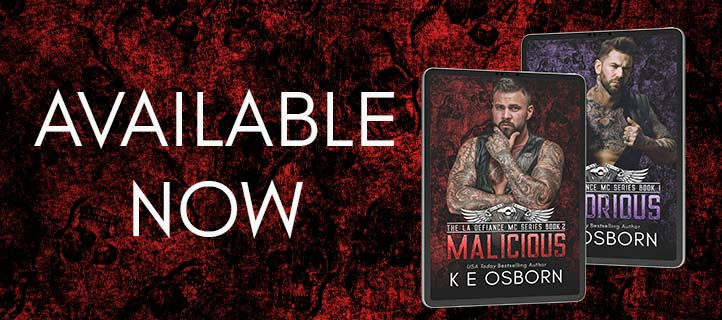 Grab your of Malicious by K E Osborn today! #OneClick: geni.us/mladevents #MCRomance #AlphaholeHero #EnemiestoLovers #ForcedProximity #Forbidden #TouchHerandDie @ChaoticCreative