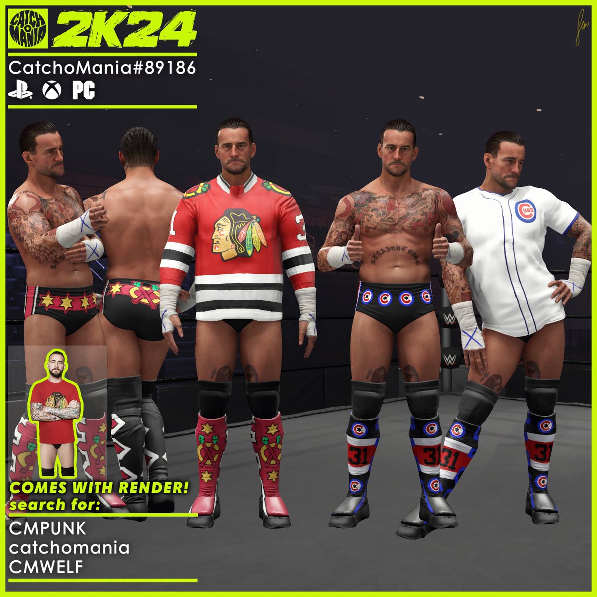 PART 5 Chicago Sport ⚾️🏒 #WWE2K24 (Import the attires to your preferred Punk creation)