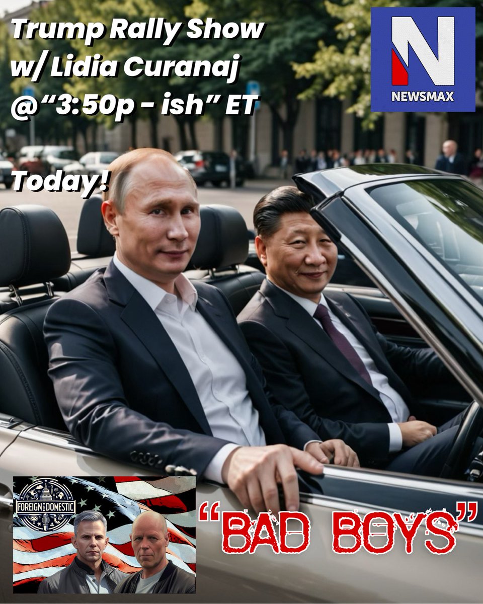 Catch @the_irascible Blaine Holt and me when we join @LidiaNews for commentary before the Trump rally event on @NEWSMAX between 3:30 to 4 PM ET today!