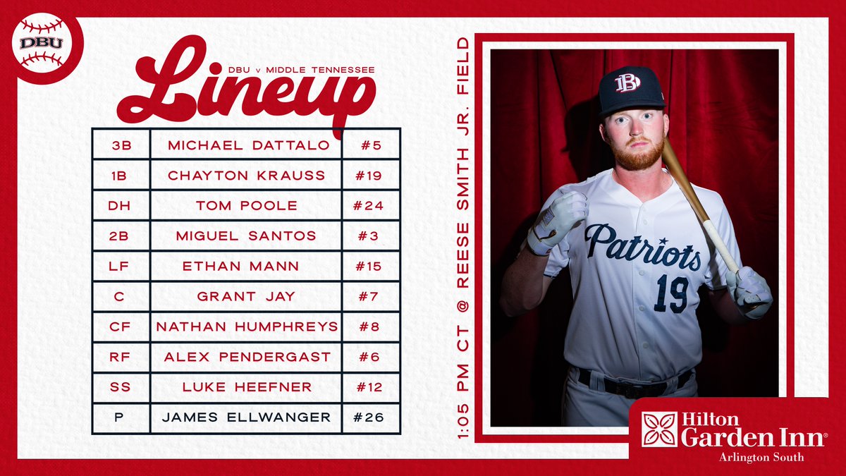 Our final regular season lineup📝 #PumpItUp | #DBUBaseball