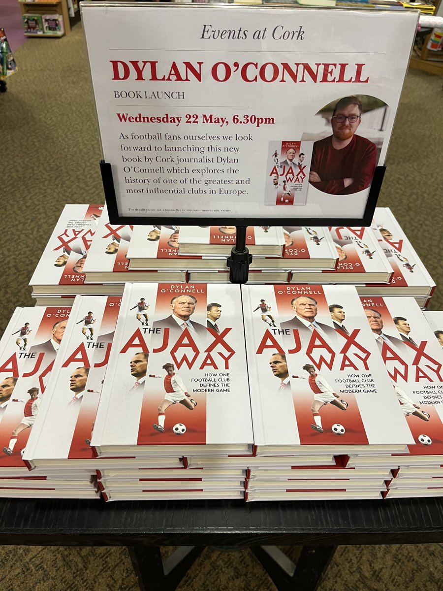 Thanks to @Waterstones Cork for helping me out with the launch of 'The Ajax Way' which is scheduled for May 22nd at 6:30pm. Why not pop in for a night of football, and then watch the Europa League final?