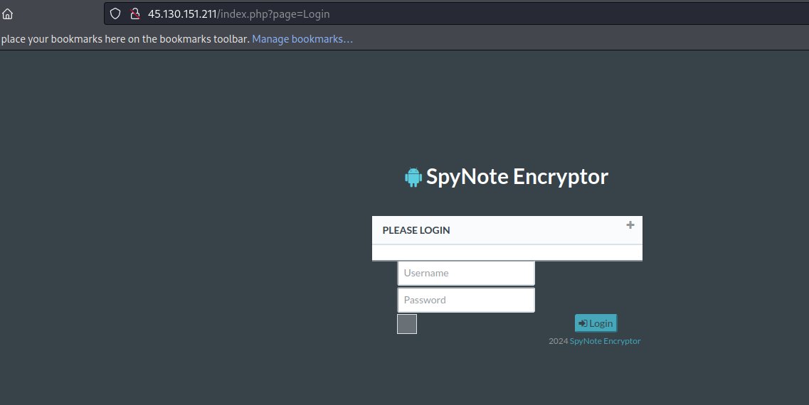 banthisguy9349's tweet image. #spynote #android #encryptor panel
hxxp://45.130.151.211/index.php?page=Login
cc: @Gi7w0rm @500mk500 @abuse_ch @ViriBack
