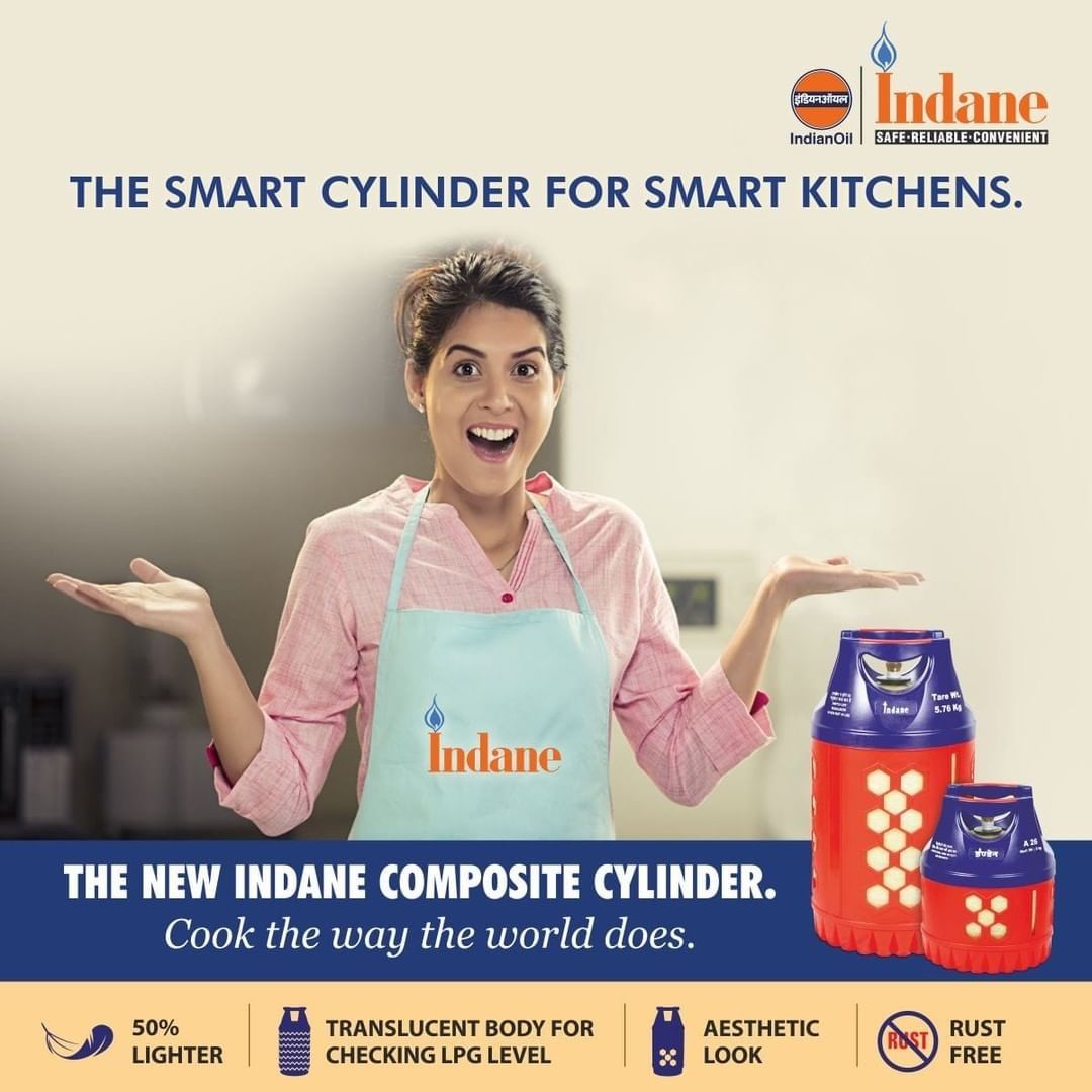The all-new, rust-free composite #LPG cylinders from #Indane will add to the aesthetic appeal of your kitchen. Now available in all major cities as listed in iocl.com/composite-cyli… #IndianOil