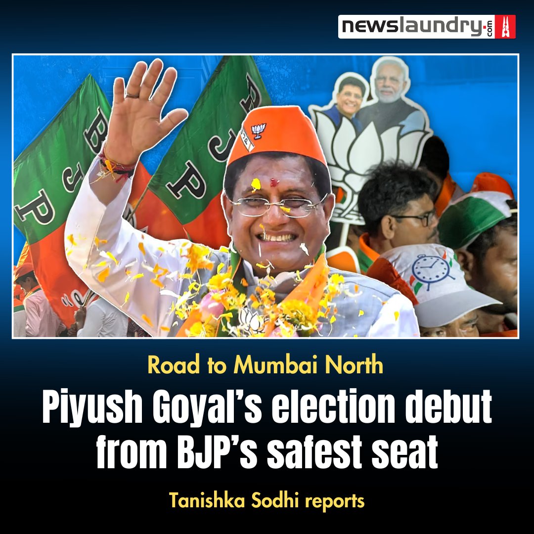 Modi is a constant presence in Piyush Goyal’s roadshows and public outreach. He’s invoked in speeches, posters, stickers, even by voters who bring him up frequently when asked what they think of Goyal @tanishka_s2 reports on Goyal’s campaign in Mumbai newslaundry.com/2024/05/18/roa…