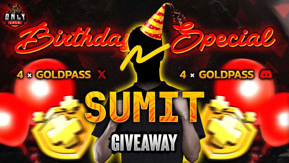 OnlyRealmFamily's tweet image. 🎁 GIVEAWAY TIME !!
🎂 To celebrate one of our admin’s birthday today we are giving away 8x Goldpasses. 

➡️ Must follow us 
❤️ Like &amp;amp; Retweet 
🫂 Wish @SUMittt1805 a very happy birthday below ⬇️ 

😍 Join discord for more giveaways &amp;amp; tournaments !!
