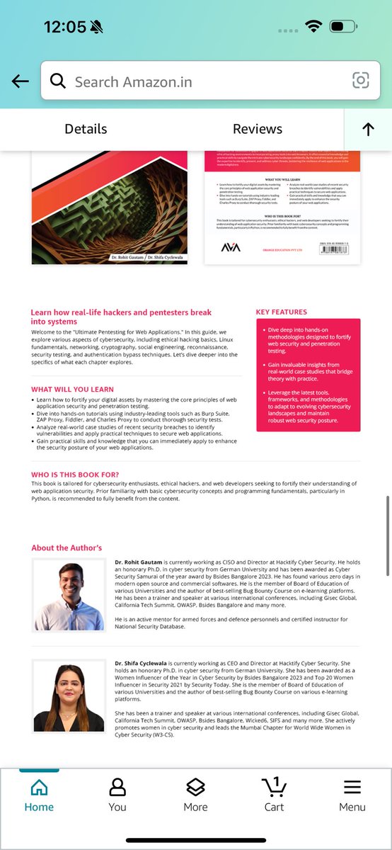 Hey Everyone, Exciting News 🎉🎉

Me and <a href="/shifacyclewala/">QWERTY</a> just published our first book on Pentesting for Web Applications. 

Amazon Link: amzn.in/d/a0p00LF