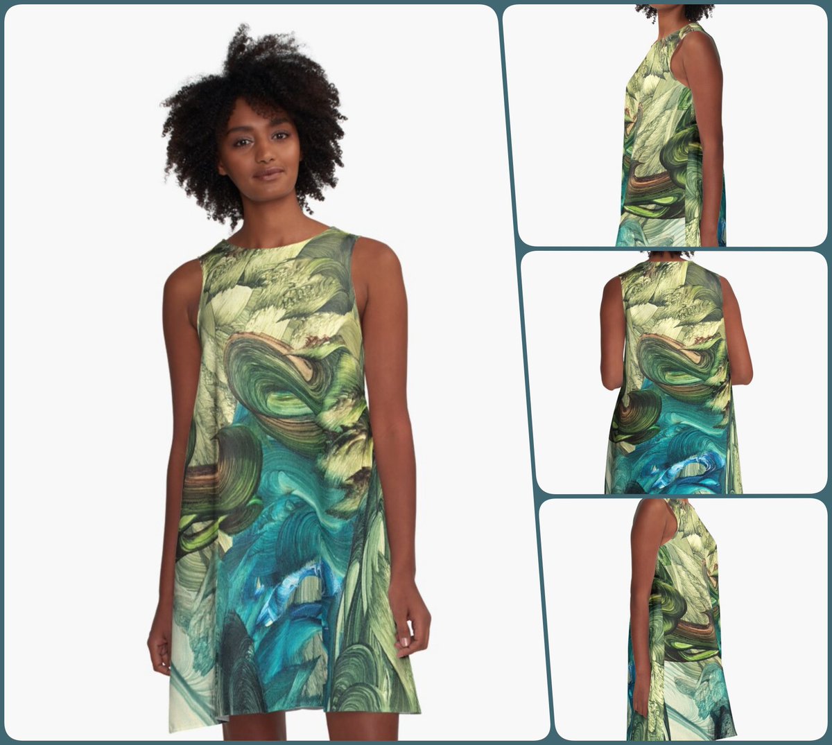 Seven of Wands A-Line Dress ~by Art Falaxy ~Be Artful~ #redbubble #accessories #fashion #art #artfalaxy #backpacks #bags #drawstring #duffel #trendy #FindYourThing #teal #blue #green #yellow redbubble.com/i/dress/Seven-…